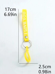 1只創意矽膠卡通字母彩色鑰匙扣,附掛繩適用於情侶,簡約風格 - 黃色 - 查看 11