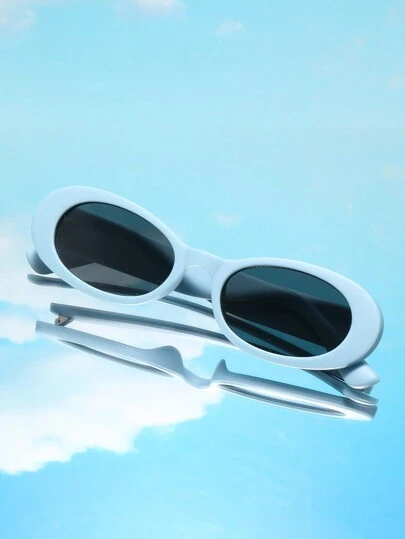 Retro Oval Small Frame Sunglasses, Plastic Classic Style, Decoration For Outdoor Travel Beach, UV Protection For Men And Women