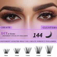 Wimpernbüschel DIY Wimpernverlängerung, Schwarze Wimpernbüschel-0.07D-8-16MIX, 144 Stück/72 Stück einzelne Büschel 8-16mm Falsche Wimpern, Schwarzes Wimpernverlängerungs-Set, Schwarzes D-Curl Wimpernverlängerungs-Set, Natürliche Wimpernbüschel DIY Wimpernverlängerung, Schwarze Einzelwimpern Büschel Curl 144 Stück/72 Stück, 8-16mm Mix Einzelwimpern Büschel DIY Zuhause, Wimpern D-Curl, Dicke Wimpernbüschel mit Wimpernkleber und Versiegelung und Applikator-Tool für Selbstanwendung Zuhause, Dicke Wimpernbüschel mit wasserfestem Su