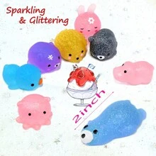 5/10pcs Kawaii Animal Shaped Mochi Squishy Toys, Stress Relief Squishy Squeeze Toy, Party/Birthday Gift - Multicolor - View 2