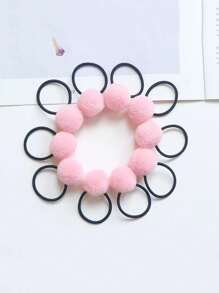 5入組隨機色柔軟毛絨馬尾繩,女式高彈性髮圈,不會繞斷發絲 - 彩色 - 查看 7