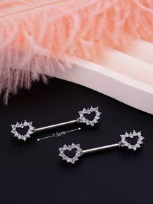 2 件/套性感可愛 316l 手術鋼心形乳頭環透明乳頭螺柱球乳頭槓鈴環乳頭穿孔首飾適合女士女孩和男士約會禮物