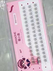 48 Piezas Pestañas De Diseño Agrupado De Fondo Suave, 3 Filas, De Aspecto Natural Con Efecto Esponjoso Y Hechas A Mano, Livianas Y Cómodas De Llevar, Sin Estimulación, Encantadoras Y Adecuadas Para Maquillaje Diario - Negro - Ver 2