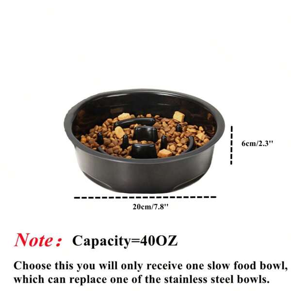 Black Accessory Slow Dog Bowl Slow Feeder Elevated Dog Slow Bowl