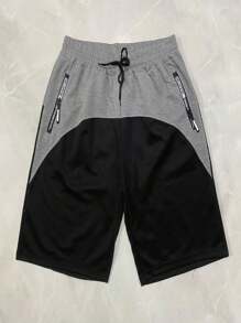Men Plus Size Shorts - Black and White - View 1