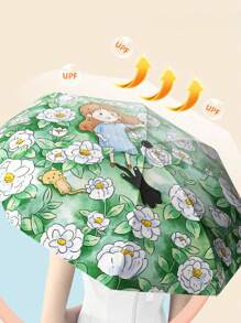 1入兒童摺疊傘,防紫外線遮陽3摺傘,ins風格便攜式戶外遮陽傘,適用於男孩和女孩,印有可愛卡通圖案 - 兒童傘 - 查看 2