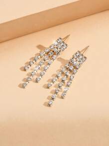 1 Set Fashion Retro Full Rhinestone Bridal Jewelry Set, Necklace And Earrings
