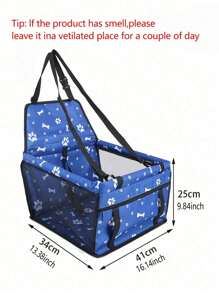 1入寵物車用墊掛袋透氣寵物狗汽車座椅防水狗袋寵物攜帶箱，帶安全帶 - 藍色 - 查看 3