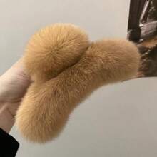 1 件裝女式超大號兔毛毛絨髮夾,秋冬,高端,適合日常佩戴 - 卡其色 - 查看 1