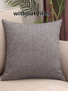 1pc Gray Linen Texture Pillowcase Without Pillow Core