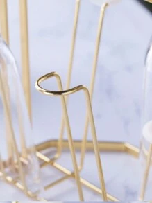 1pc Gold Color Metal Coffee Cup Holder, Countertop Drainage Display Rack, Space Saving Kitchen Glass Cup Storage Shelf - Gold - View 10