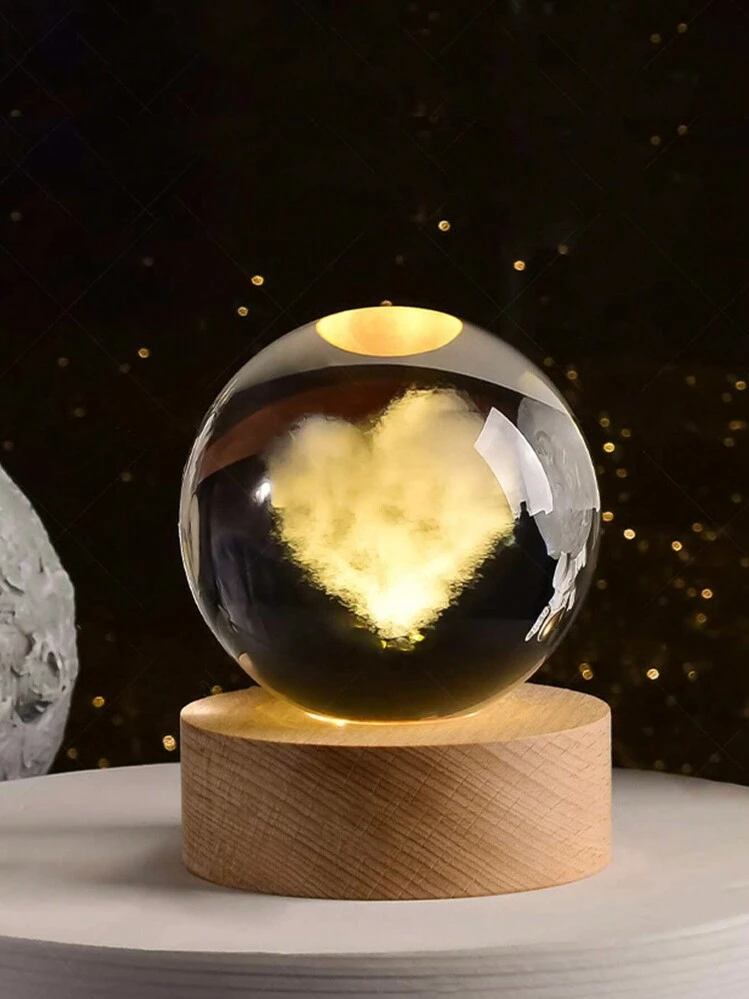 Luce Notturna 3D Con Cavallo In Cristallo – Base In Legno RGB 7 Colori, USB, Diametro 6 Cm, Regalo Per Natale, Compleanno E San Valentino