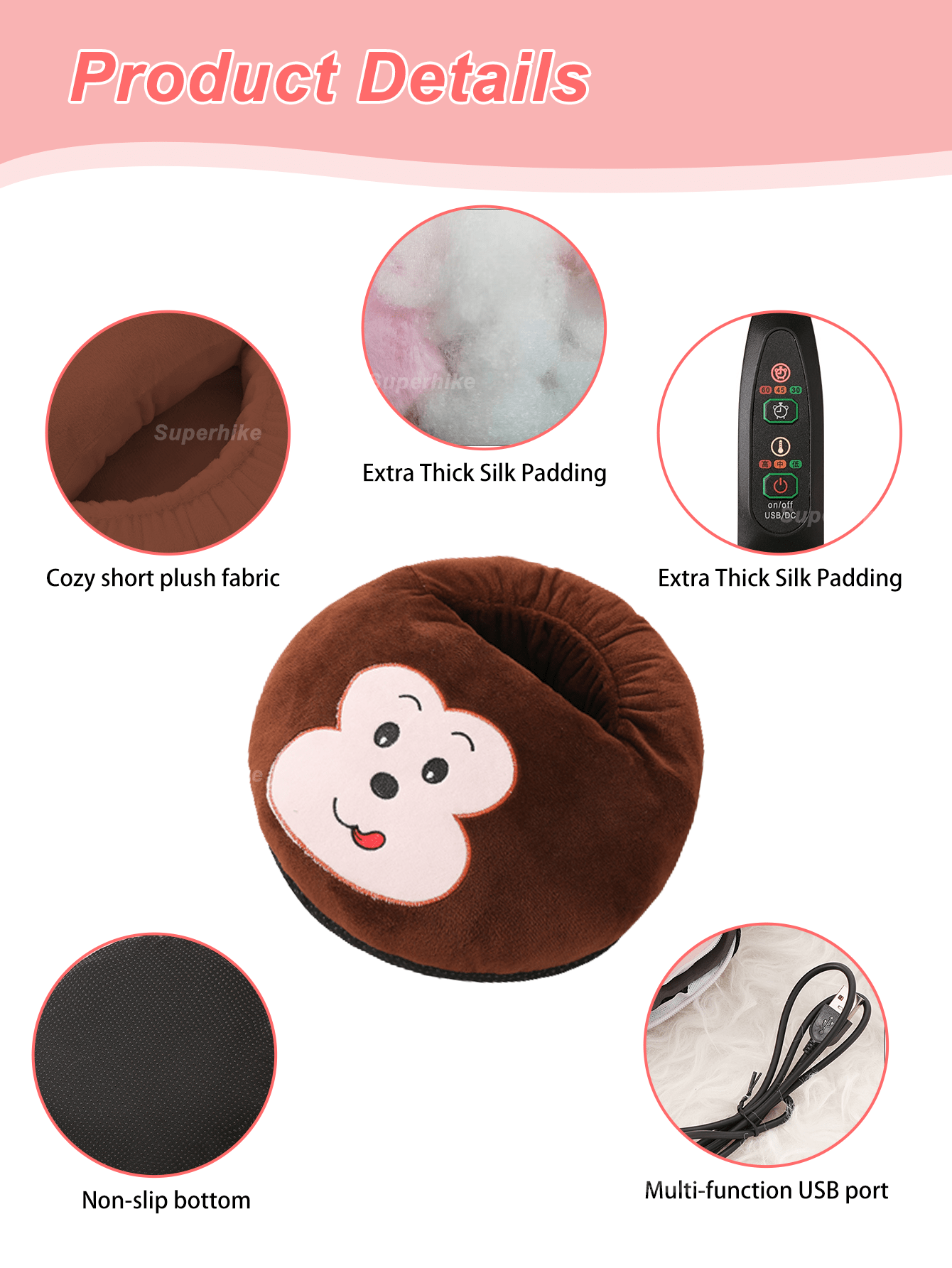 1pc Foot Heater, USB Rechargeable Electric Foot Warmer With 3