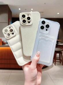 Apple 3pcs Solid Color Woven Featherdown Phone Case, Full Wrapped And Anti-Drop, Compatible With IPhone 15/15Pro/15Pro Max/15Plus/11/12/13/14/XS/XR/11Pro/11Pro Max/12Pro/12Pro Max/13Pro/13Pro Max/14Pro/14Pro Max/14Plus/7Plus/8Plus/8/SE2 Waterproof Shockproof Scratch Resistant