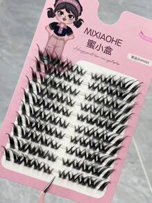 100 件单簇分段假睫毛十排自然逼真三步欧美风格日常妆容浓密卷翘睫毛延长柔软无刺激可重复使用睫毛簇、睫毛簇、单根睫毛、睫毛、假睫毛 - 黑色 - 查看 2