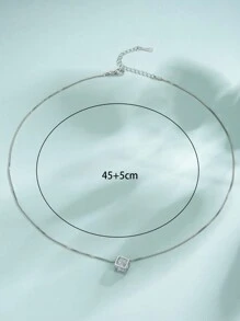 镂空立方体吊坠项链，镶嵌闪亮宝石的优雅颈饰，适合女性和女孩佩戴 - 彩色 - 查看 3