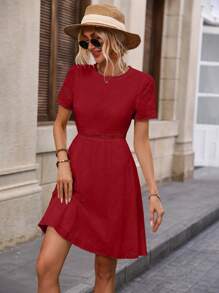 Women Dresses - 酒紅色 - 查看 2