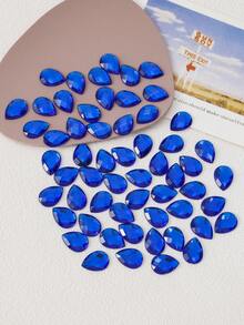 80入組10x14mm水滴形扁底亞克力鑽石手工材料,用於袋子、衣物配件與diy配件 - 寶藍色 - 查看 3
