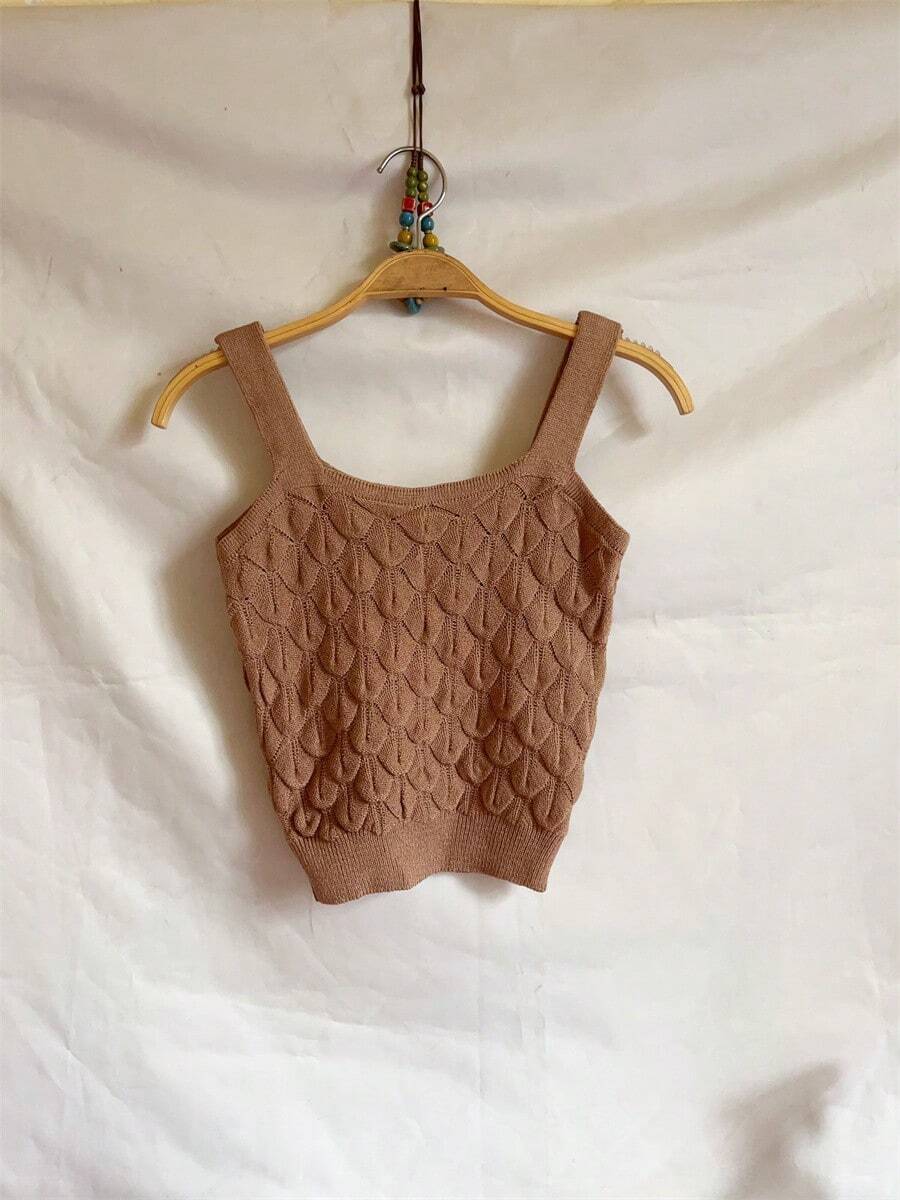 Cropped top Feminina modelo trico moda verao fernanda - Damasco - Visão 1