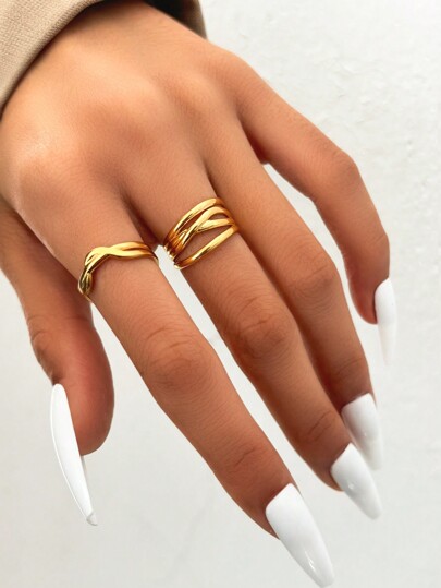 Aomogo Anéis Em Aço Inoxidável - Joias Empilháveis ​​e Robustas Para Mulheres - Anel Promessa De Aniversário E Natal