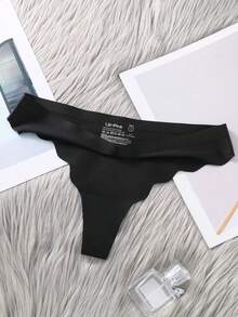 Women's 4pcs/Set Solid Colors Ice Silk Seamless Low-Rise Thongs, Sexy - Multicolor - View 5