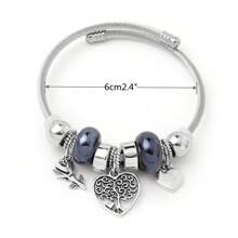 款兒童時尚手鏈套裝,自製配有生命之樹、珠子和心形,是女孩的完美禮物 - 黑色 - 查看 4