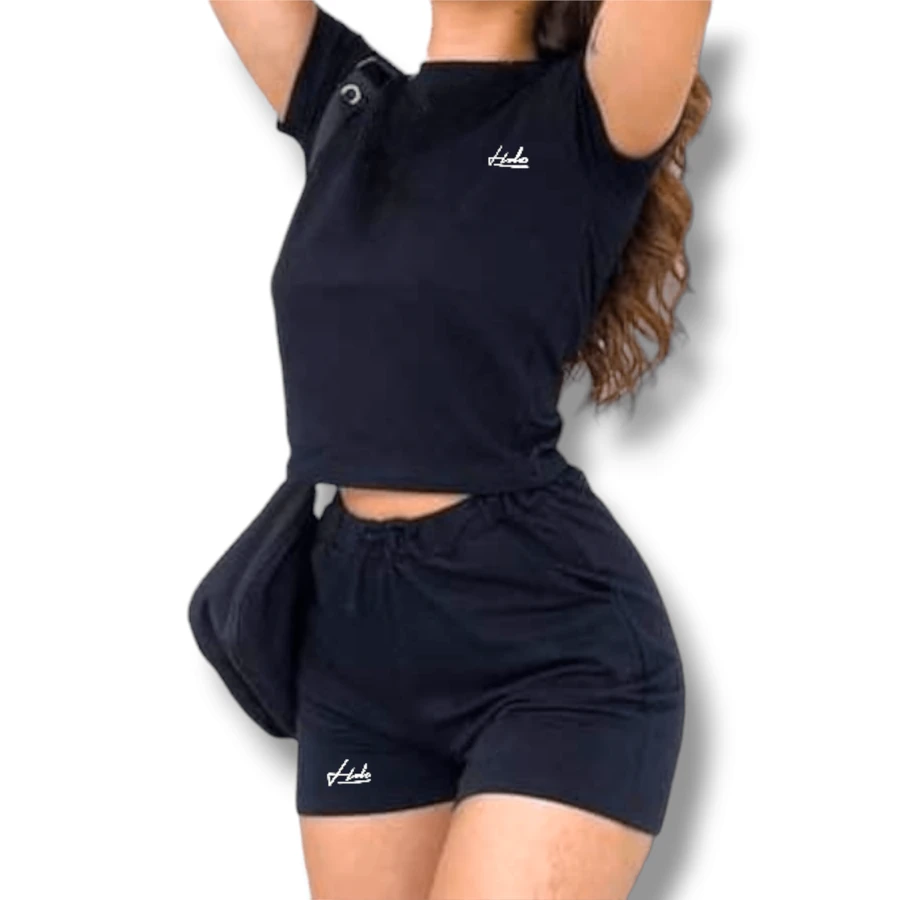 Conjunto para mujer  playera y short - Negro - Ver 1