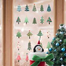 2入組聖誕樹牆貼,多色聖誕雪花牆貼,玻璃適用的多彩冬季聖誕樹貼紙,適用於家居裝飾、聖誕節用品 - 彩色 - 查看 2