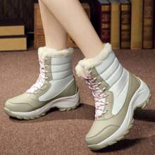 New Arrivals 2023 Winter High Top Sports Casual Shoes, Thickened & Thermal Lined Snow Boots For Students - Beige - View 2
