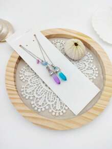 1 件時尚星星和月亮形狀塑膠水晶吊墜好友友誼項鍊套裝,適合青少年女孩日常佩戴