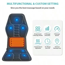 1pc Plug-In Car/Home-Use Heated Massage Pad For Full Body Neck Waist With Vibration Function, 24w - Black - View 7