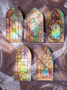 1盒10入創意閃亮金色水晶貝殼窗貼,diy剪貼簿、日記裝飾 - 彩色 - 查看 6