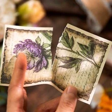 1本/32張復古風格拼貼紙,植物主題背景紙,diy裝飾拼貼材料,適用於個性化日誌寫作、文具用品,以及學校規劃和創意 - 水鴨藍 - 查看 5