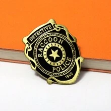 1 pieza Insignia de broche de estación de policía única, pin de esmalte de herencia del detective mapache para regalo de atuendo de fiesta para hombres, 1969