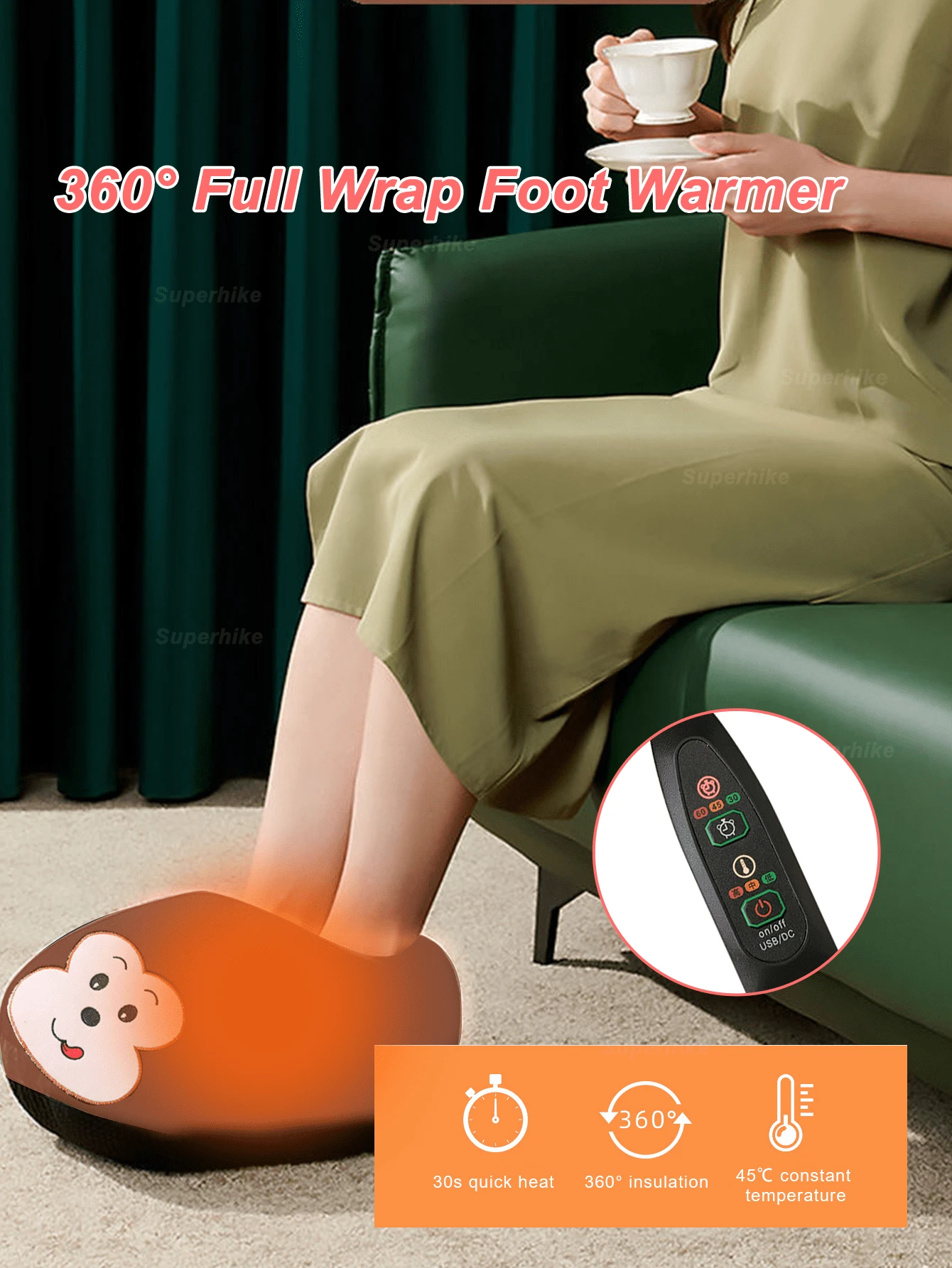1pc Foot Heater, USB Rechargeable Electric Foot Warmer With 3