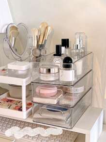 1pc Transparent Storage Box, Desktop Basket, Makeup Organizer, Acrylic Plastic Container, Stackable Open Storage Rack