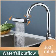 1pc Faucet Extender Fly Rain Splash Proof Vegetable Washing Basin Kitchen Home Use Sprayer With Universal Joint & Pressure Boosting Function - Silver - View 1