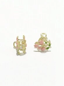 2入組女士多色小金屬鬱金香髮夾,優雅甜美,適用於校園、派對、跳舞、日常使用 - 彩色 - 查看 6