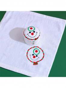 1pc Christmas Snowman New Creative Christmas Cake Towel, Santa Claus Snowman Tree Cake Shape Towel, Christmas Party Towel, Christmas Cartoon Embroidered Handkerchief, Children's Towel, Adult Towel, Christmas Creative Gift, Holiday Party Supplies, Christmas Decoration Supplies, Christmas Perfect Gift - Christmas Snowman - View 6