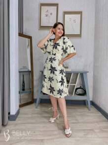 Vestido Midi Evasê Com Marcação na Cintura e Bolso Faca Primavera Verão