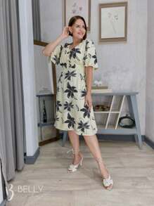 Vestido Midi Evasê Com Marcação na Cintura e Bolso Faca Primavera Verão