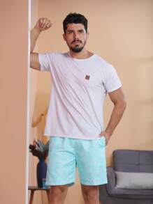 Men Beach Shorts - Màu xanh Bạc hà - Xem 3