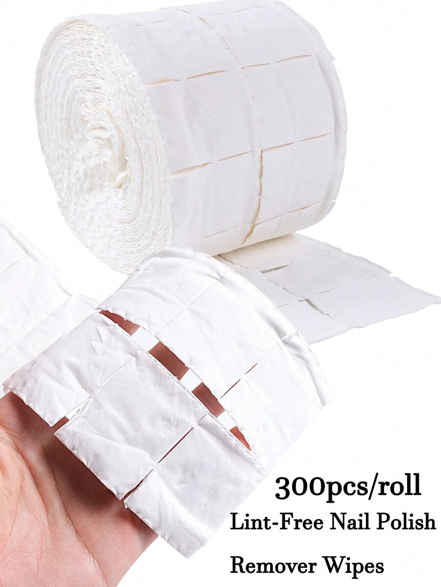 300入/捲指甲油卸妝啫喱指甲油清潔劑去污棉布,適用於美甲工具 - 白色 - 查看 1