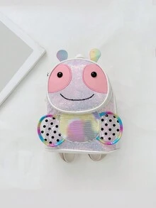 时尚儿童亮片背包可爱卡通蜜蜂贴片刺绣儿童背包甜美公主背包卡哇伊女童背包学院风幼儿童小学生书包拼色休闲背包大容量背包拉链收纳袋玩具背包适合女童男童儿童小学生外出上学旅行配件 - 白色 - 查看 6