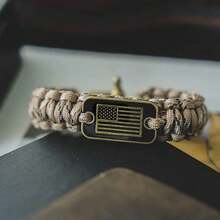 1 Pc Of Survival Paracord Bracelet With Camouflage Design And USA Flag Decor - Perfect Father's Day Gift For Men, Outdoor Enthusiasts, And Military Personnel