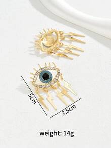 1對波西米亞風格眼睛和長睫毛和水晶和綠松石和彩色珠子和珍珠裝飾的女性休閑/假日/派對耳環 - 彩色 - 查看 5