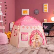 Casa De Acampar para Niños, Tienda Infantil Plegable Fácil Instalación con Diseño Portátil para Interiores Y Exteriores, Tipi De Juegos para Niña Y Niño, Casita Transpirable Playhouse - Rosa - Ver 5