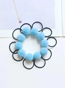 5入組隨機色柔軟毛絨馬尾繩,女式高彈性髮圈,不會繞斷發絲 - 彩色 - 查看 8