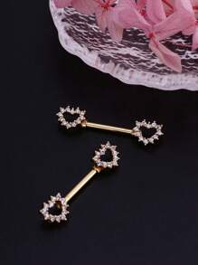 2 件/套性感可愛 316l 手術鋼心形乳頭環透明乳頭螺柱球乳頭槓鈴環乳頭穿孔首飾適合女士女孩和男士約會禮物