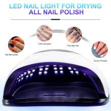 LIMEGIRL UV Gel Nail Lamp, 320W 72LEDs Professional Nail Lamp For Manicure Big Power UV LED Nail Lamp Blue Light No Black Hands For Drying Gel Nail Polish UV Light Purple Nail Phototherapy Machine, Manicure Lamp Ultraviolet Gel Nail Polish Dryer UV Gel Polish Nail Lamp Fast Curing Quick-Drying Nail Polish Glue Baking Lamp Nail Lamps Portable Handle Large Space Nail Machine Automatic Smart Sensor For Gel Polish Curing Salon Use & Home DIY Nail Art, Best Gifts For Girls - White - View 2